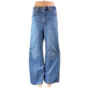 Levi's Ribcage Blue High Waisted Bell Bottom Wide Leg Baggy Denim Jeans Pants 30